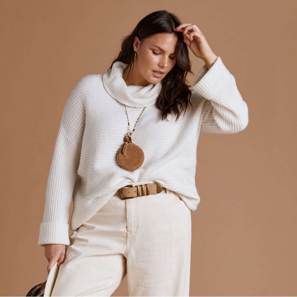 NWT Anthropologie Pilcro Cowl Neck Ivory Oversized Knit Sweater